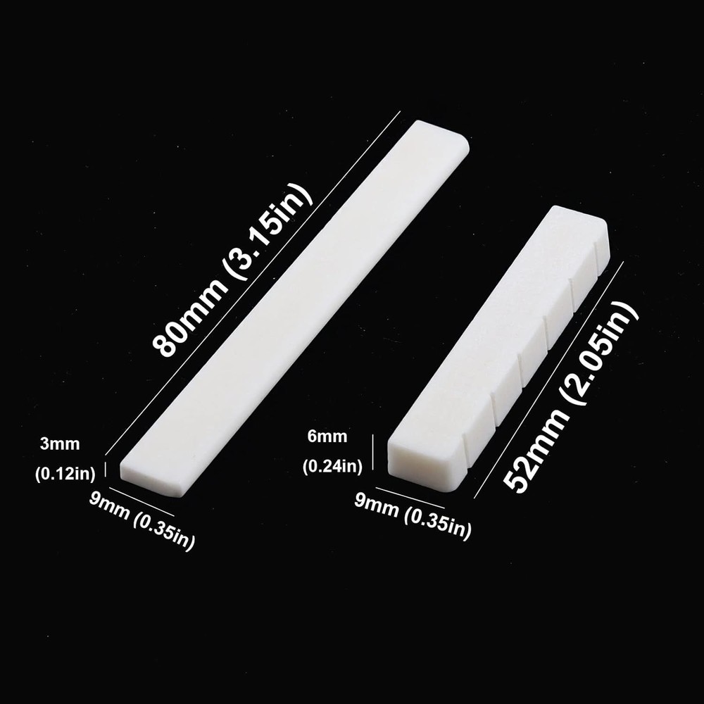 6 String Guitar Bone Bridge Saddle and Nut Made of Real Bone (For Classic)