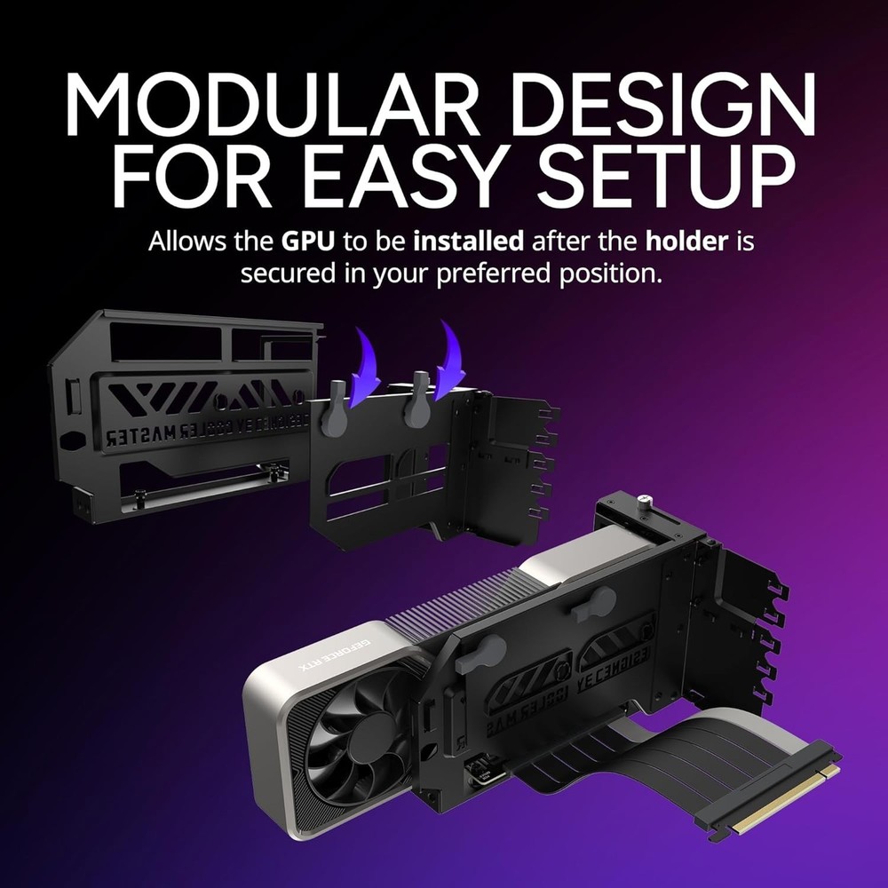 Adjustable Vertical GPU Card Holder Kit V3 with PCI-E Riser Cable for Any Case