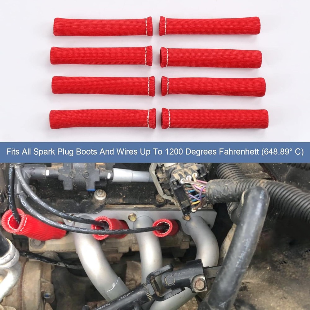 8 Spark Plug Boot Protector 2500° Spark Plug Heat Sleeve Wire Covers Header Boot