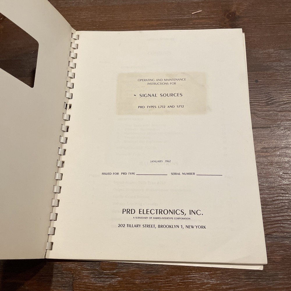 PRD Electronics Type L712 & S712 Signal Sources Operating Instructions 1962