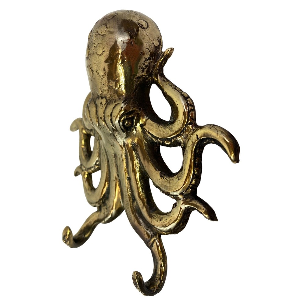 Octopus Kraken Wall Hook Solid Bronze Nautical Beach cottage Decor Bali Art