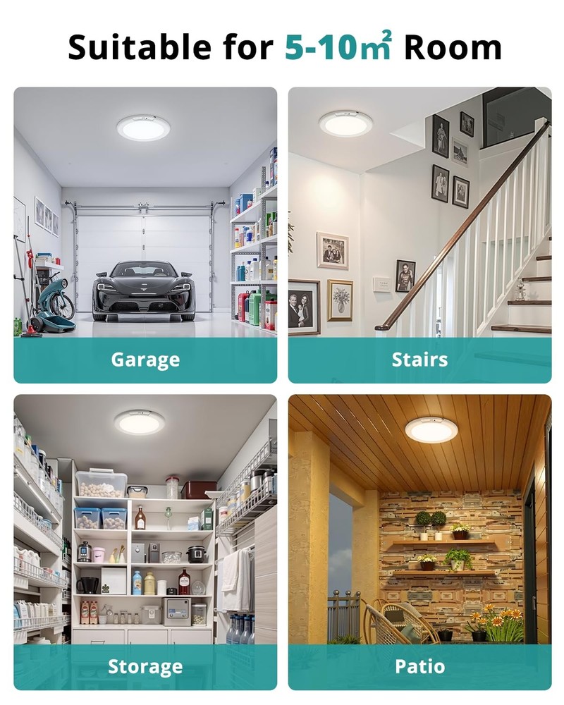 wowatt Battery Operated Ceiling Light Rechargeable Ceiling Lights with Remote