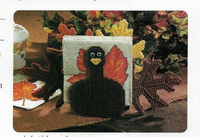 TURKEY NAPKIN HOLDER THANKSGIVING DECOR PLASTIC CANVAS PATTERN INSTRUCTIONS