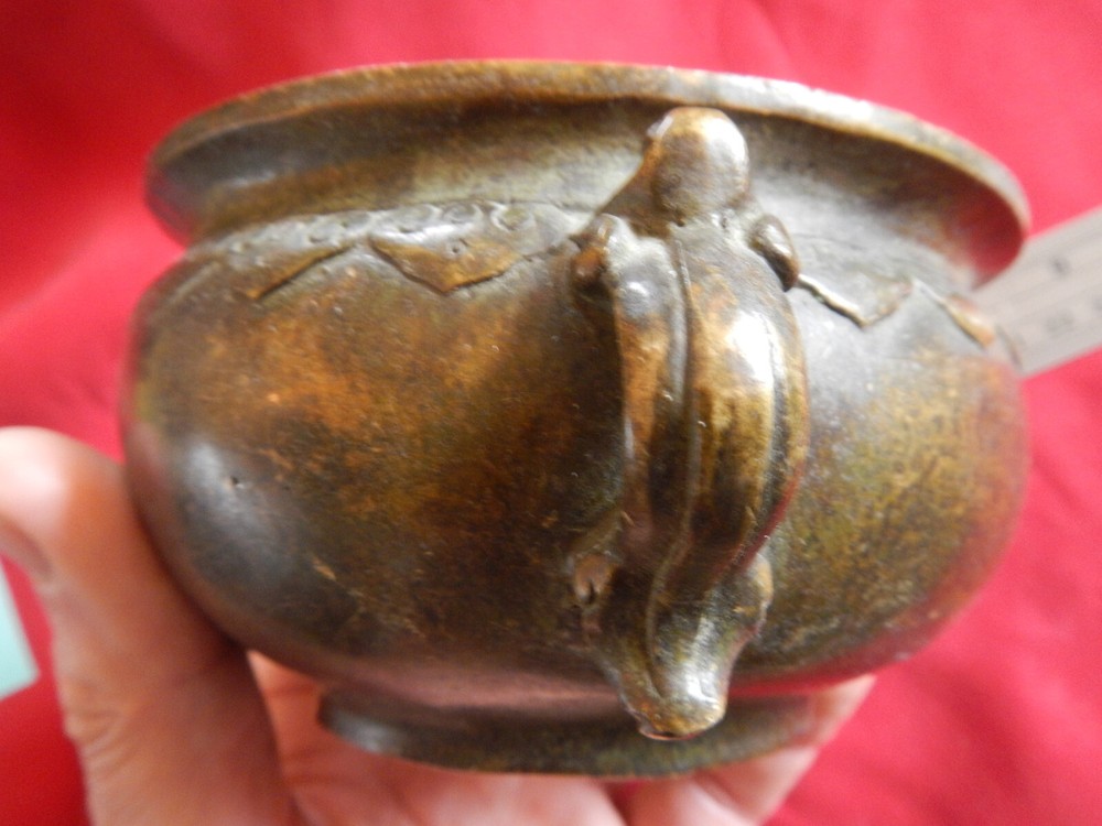 Solid Cast Brass / Bronze Censer Incense Burner Reproduction w/ Hallmarks Chops
