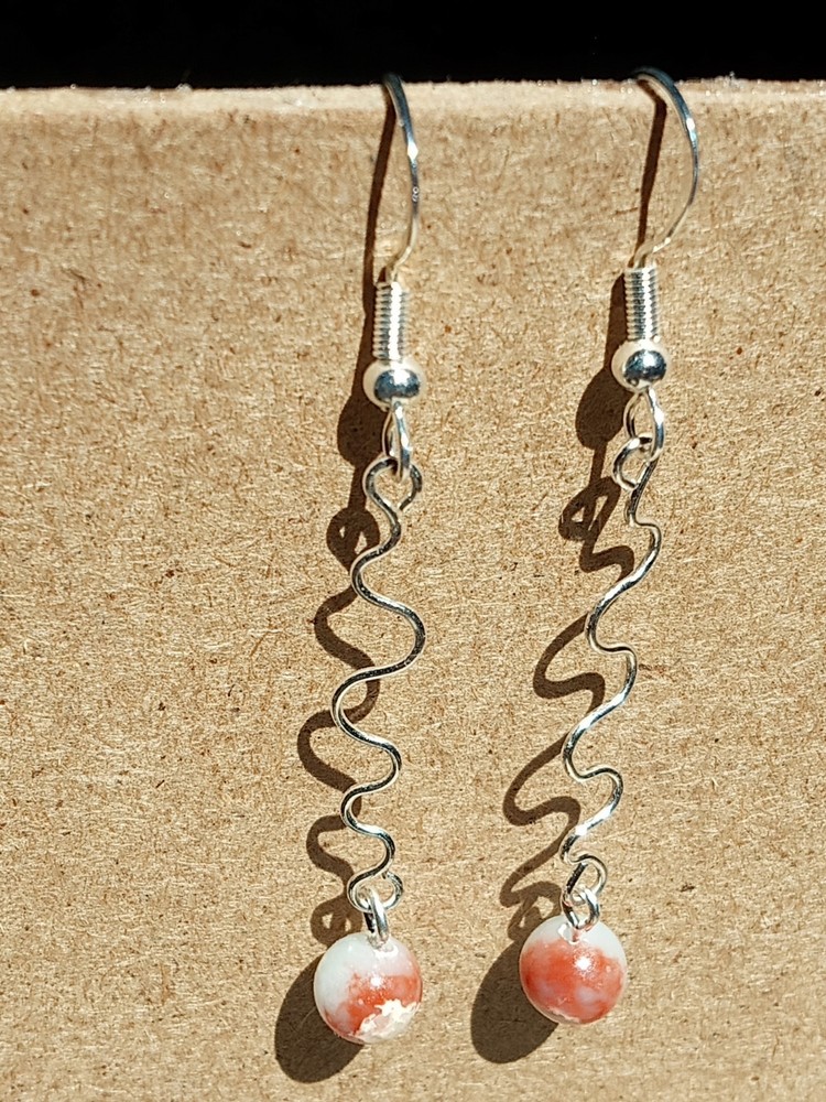 Blue And Orange Wire Earrings