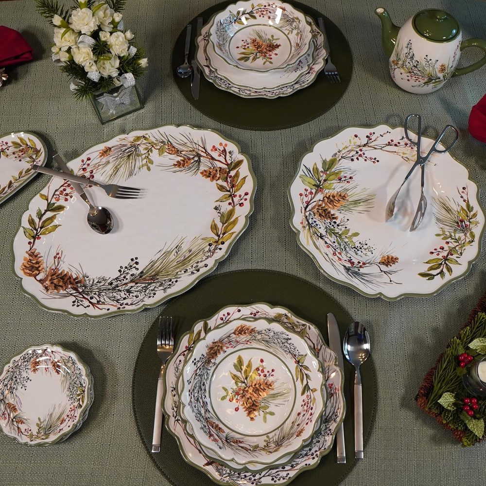 Winters Forest Melamine 2 Pc Platter Serving Set