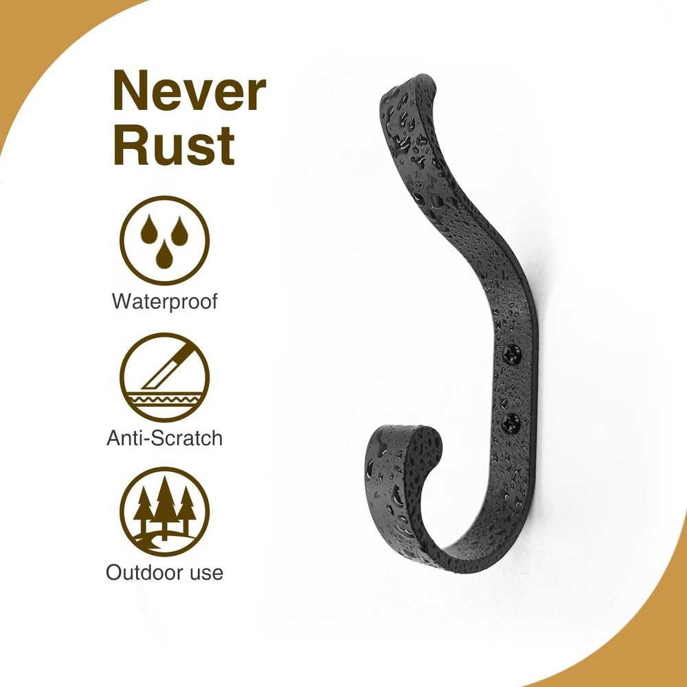 Coat Hooks Wall Mount for Hanging, Heavy Duty Backpack Hooks for Wall 4 Pack