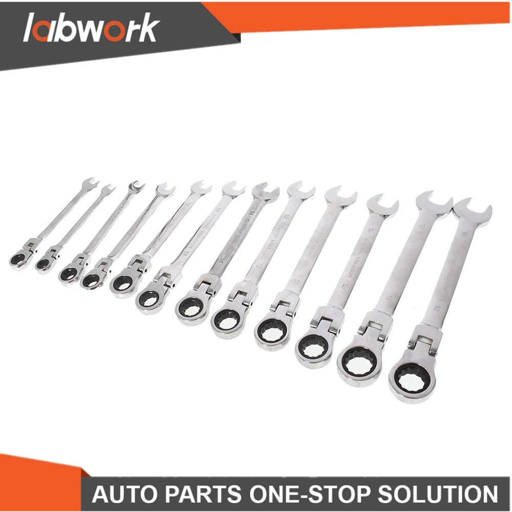 Labwork 12Pcs Reversible Ratchet Wrench Ratcheting Socket Spanner Nut Tools