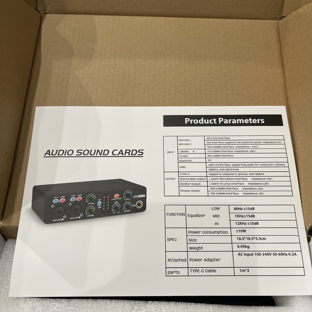 Bolanle Studio 2i2 Audio Interface 24-bit/192kHz, 2 Channel Portable USB