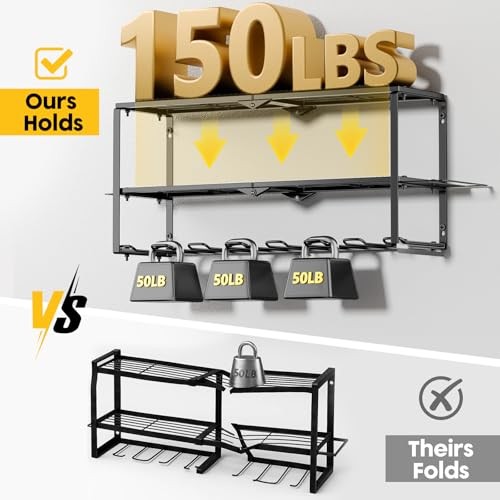 Power Tool Organizer Wall Mount - 150Lbs 7 Drill Holders 3 Layer Heavy Duty