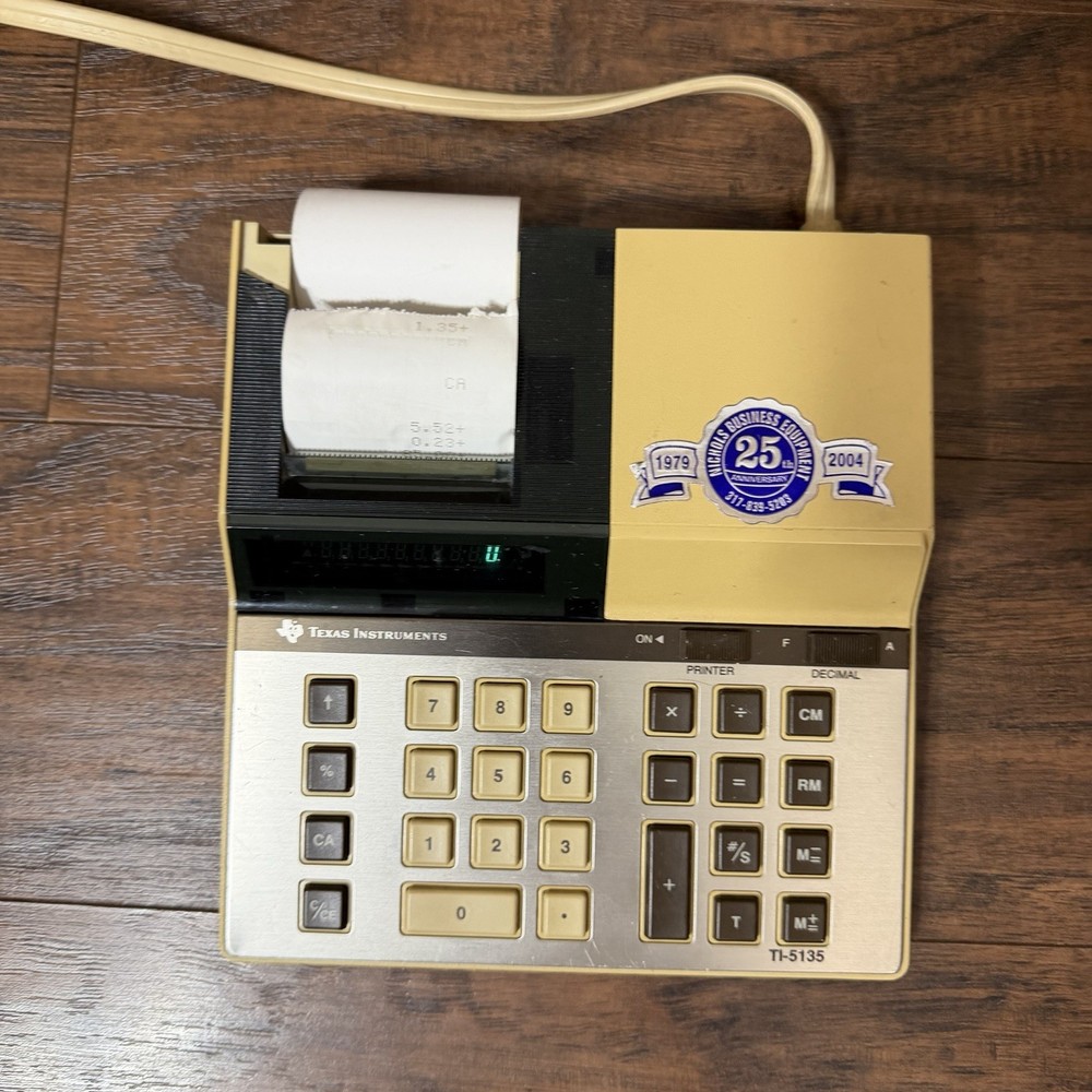 Texas Instruments TI-5135 Vintage 1979 Thermal Printing Adding Machine Working