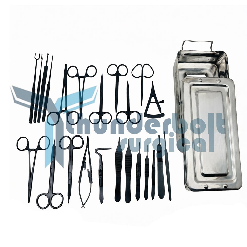 Blepharoplasty Instruments Set - Black | Plastic & Eye Surgery Kit with Box