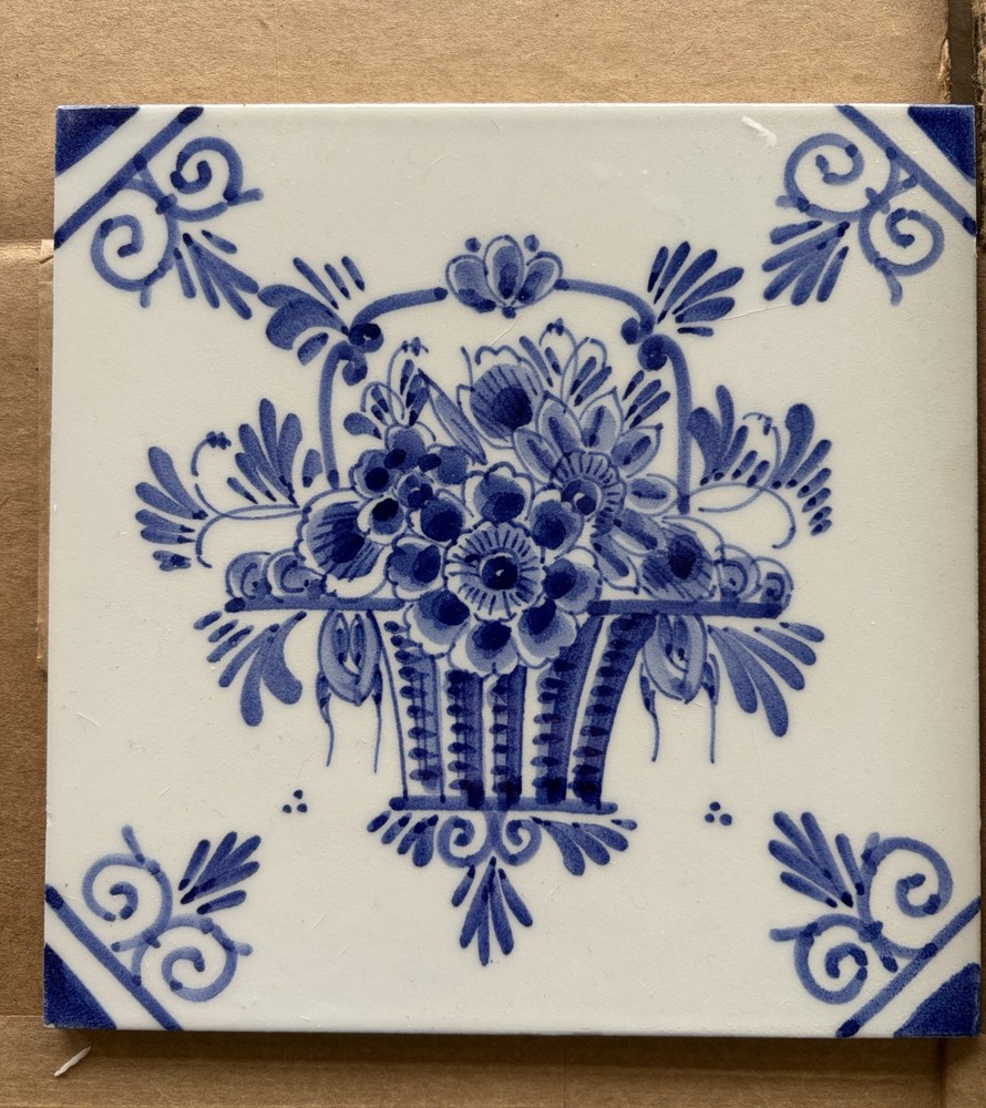 2 Delft Tiles Floral & Bird