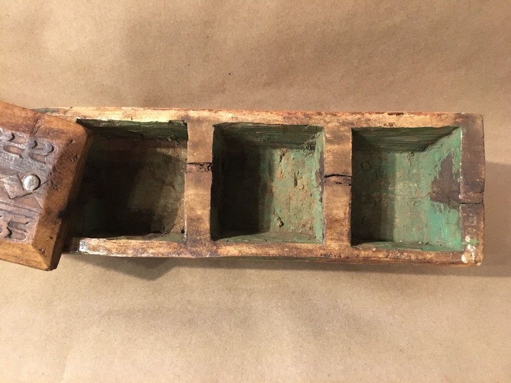 Antique Hand Carved Spice Box