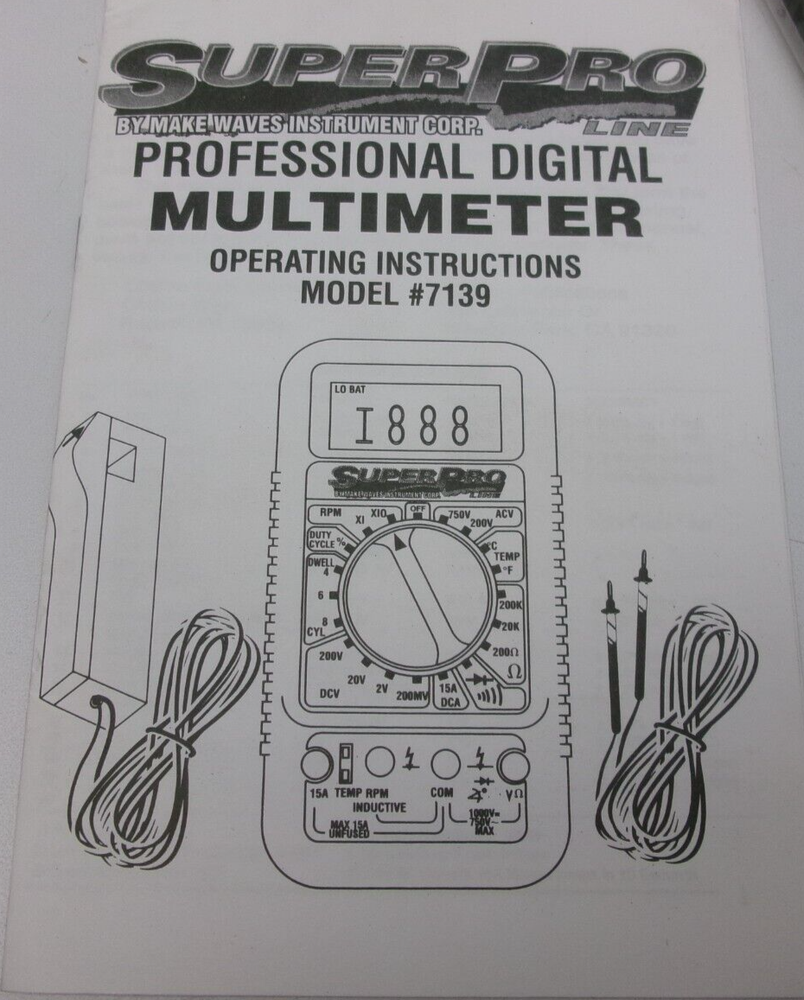 SUPERPRO Model #7139 DIGITAL ENGINE ANALYZER / MULTIMETER KIT #20