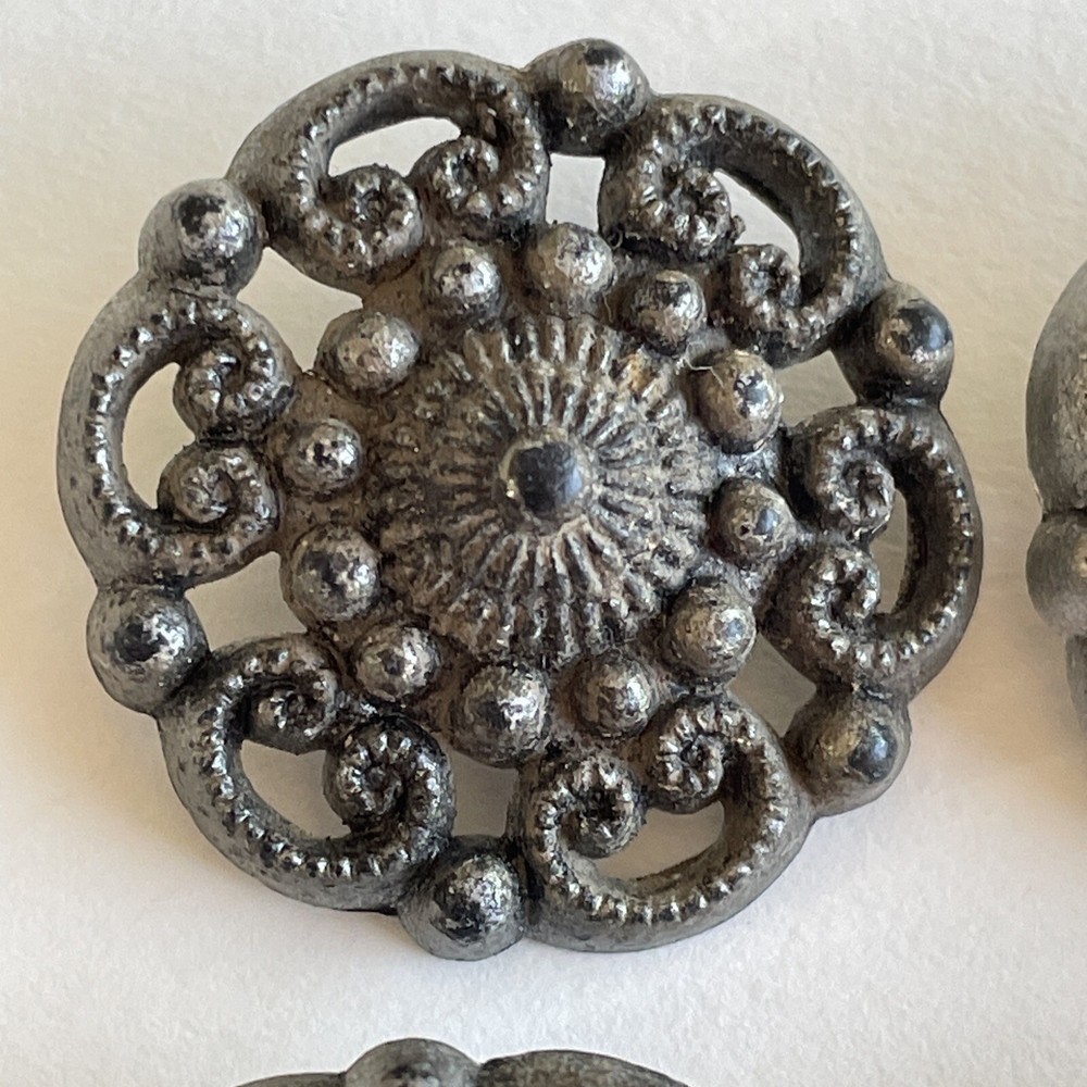 4 Cut Out Vintage Plastic Buttons 1 1/8”