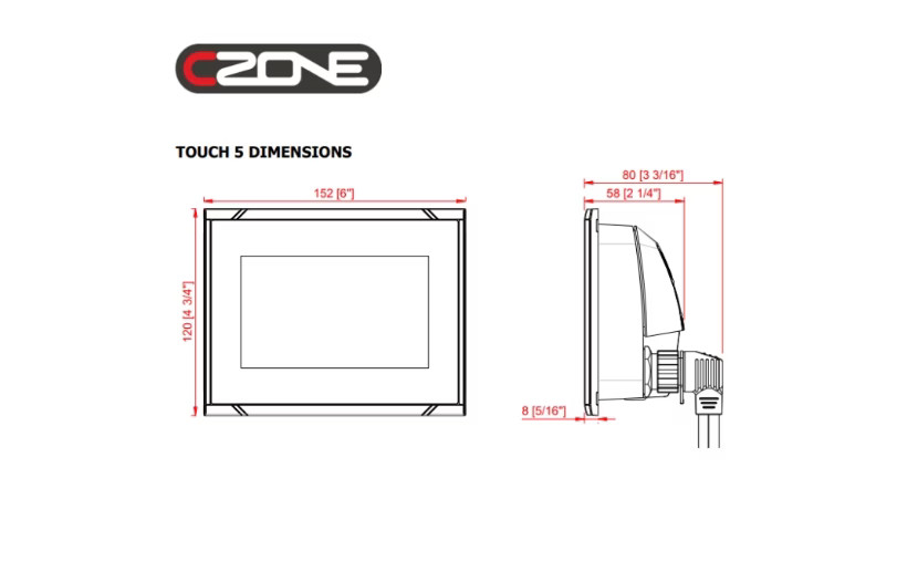 CZone BEP - Touch 5 - 80-911-0124-00- Display Interface- Fully Tested- W/ Cable