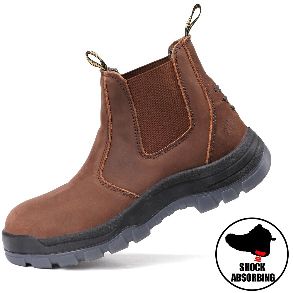 Men's Work Boots Composite Toe Safety Waterproof Puncture Resistant Soft Leather