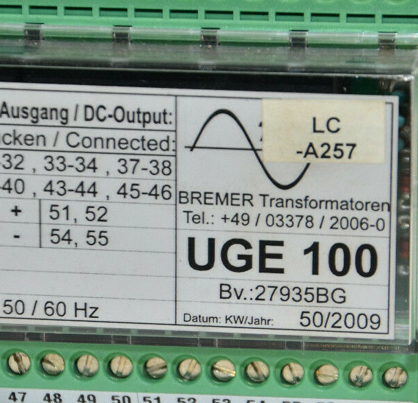 27935BG Bremer Transformatoren 100V Voltage Detection Module UGE100 -SA
