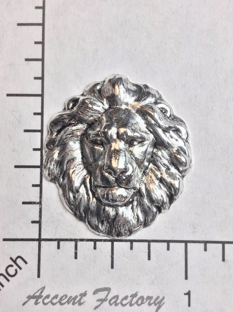 45054 - 2 Pc. Medium Lion Head Jewelry Finding Matte Silver Oxidized