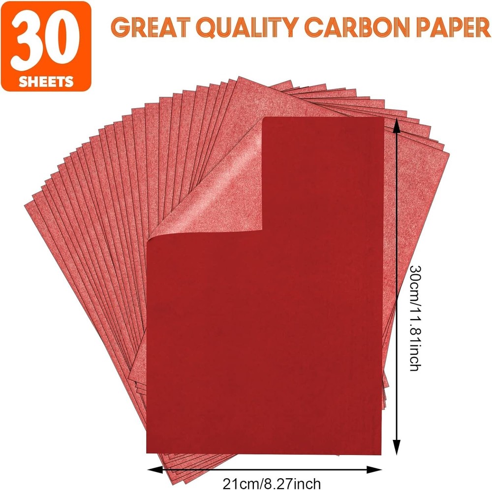 High-Quality Red Graphite Transfer Paper - 30 A4 Sheets for Easy Image Transfer