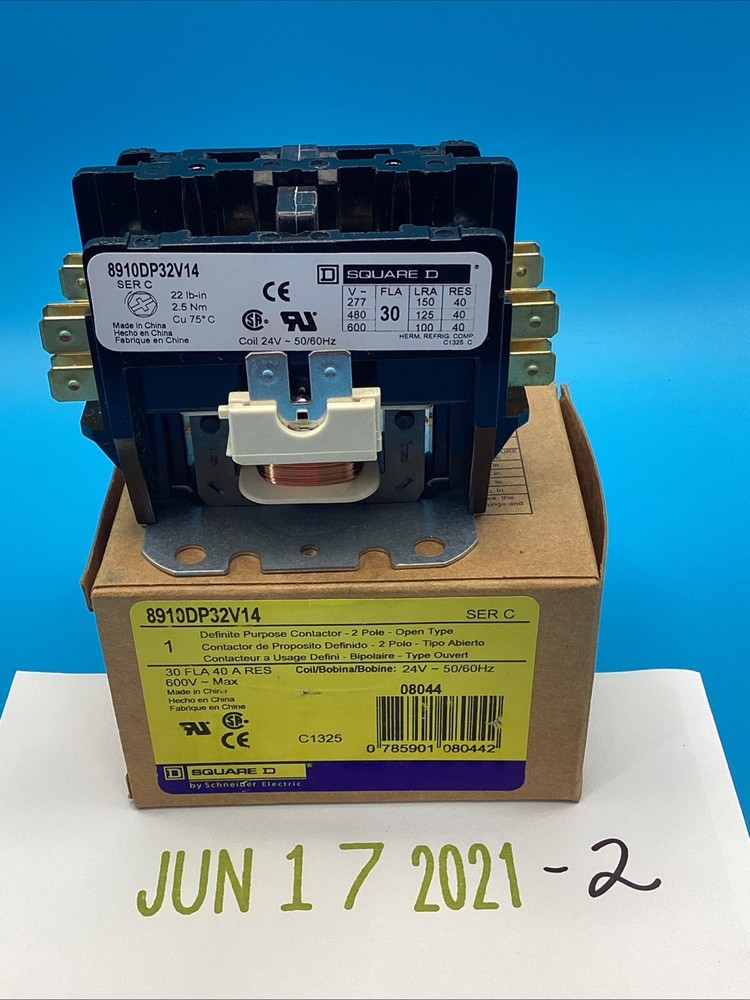 SQUARE D 8910DP32V14 Definite Purpose Contactor Ser C (ships FREE) New Open Box