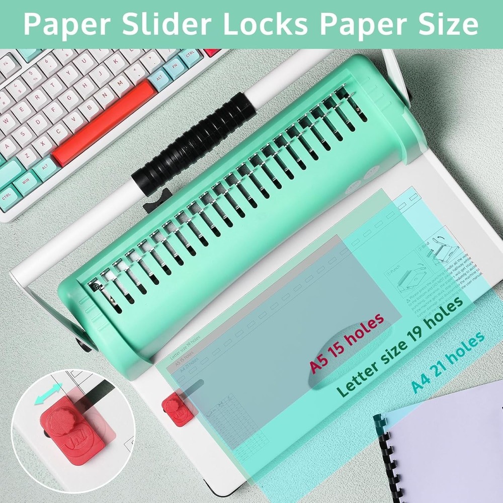 Effortless Paper Binding Machine - 450 Sheet Capacity with 100 Binding Spines