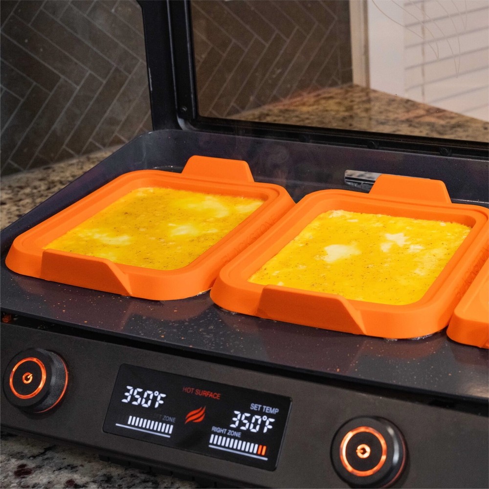 Silicone Circle Egg and Square Omelet Ring Set in Orange Kitchen Tools, 3-Piece