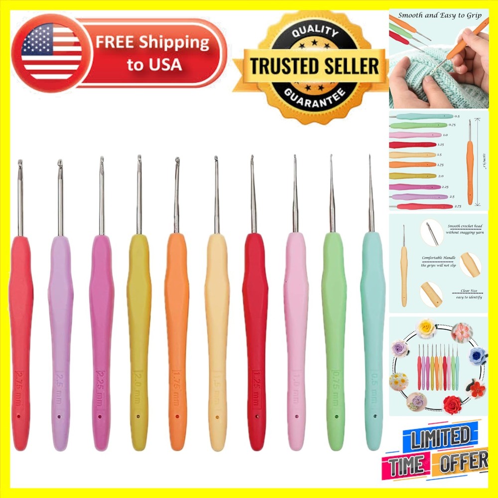 Ultimate Crochet Hook Set: 10 Sizes (0.5 - 2.75mm) for Lace & Bead Projects