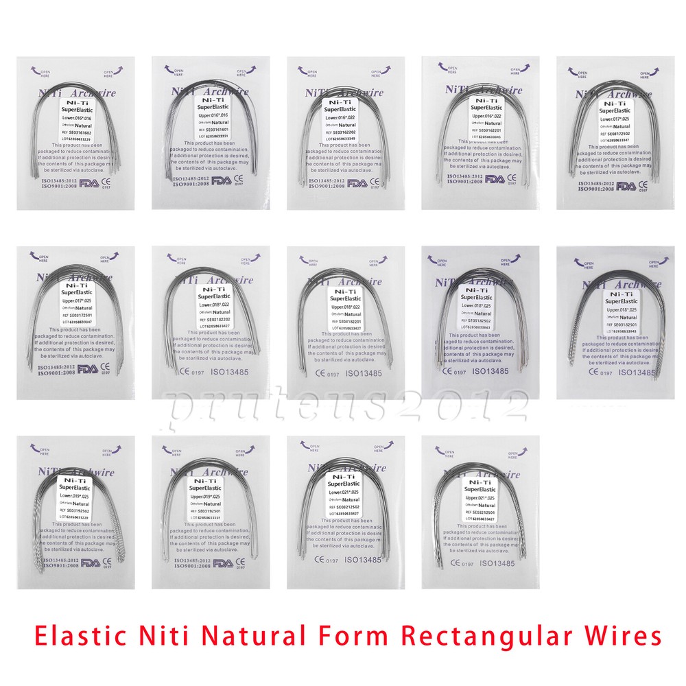Dental Orthodontic Niti Elastic Arch Wires Natural Form Rectangular Upper Lower