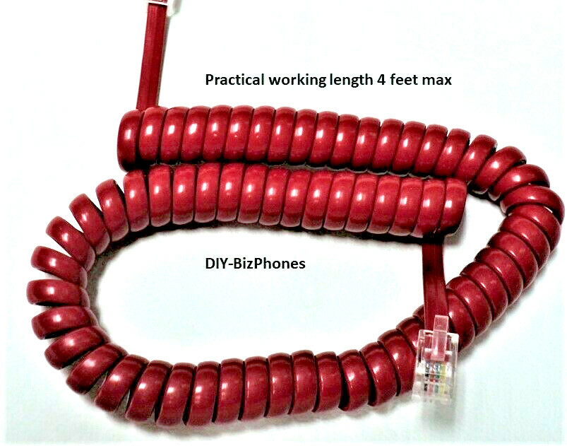 New Cherry Red 6Ft Short Phone Handset Cord Receiver Curly Coil Spring Bulk Pack