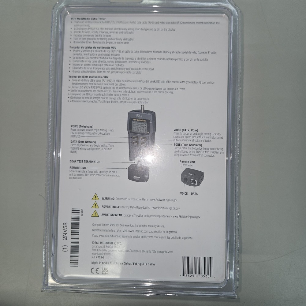 IDEAL #33-856 VDV Multimedia Cable Tester-NEW