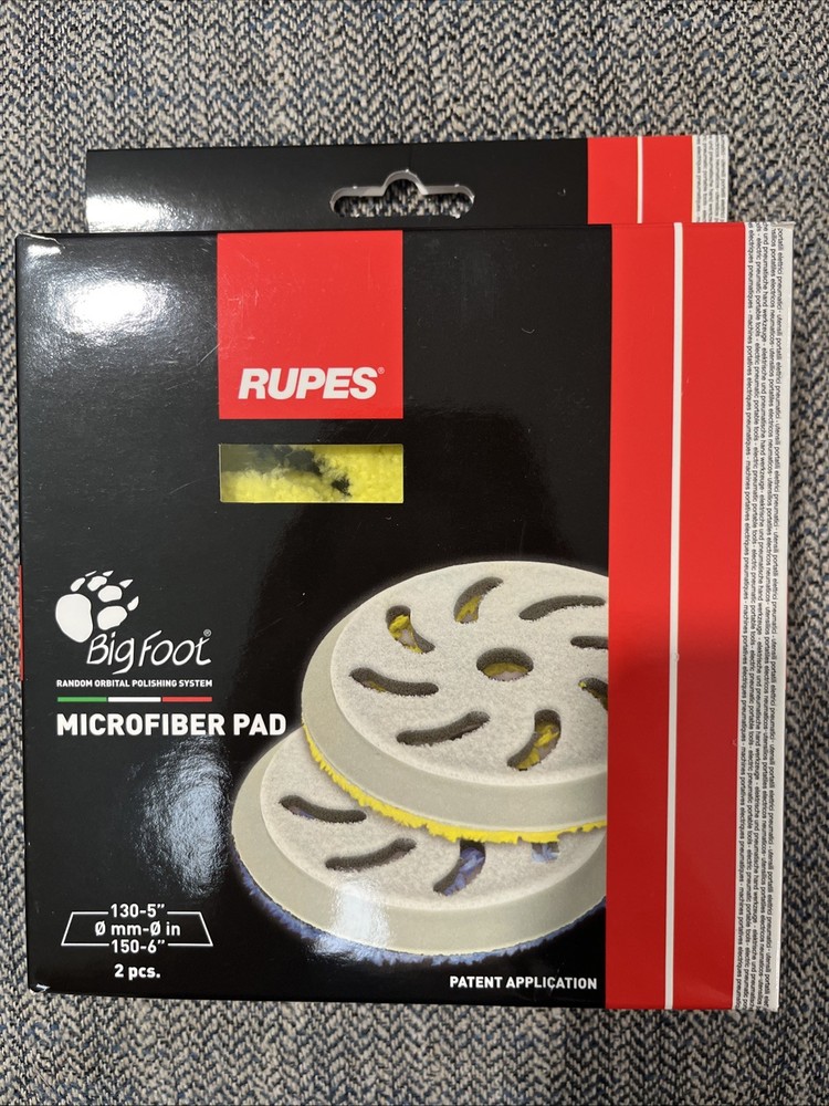 5" Rupes DA Medium Microfiber Polishing Pad 130mm 2 Pack Box