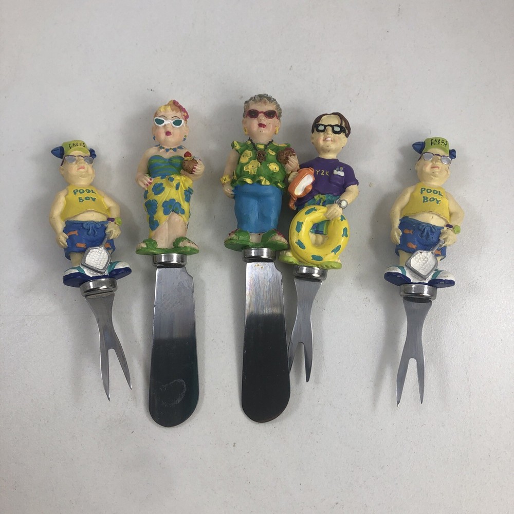 1999 Boston Warehouse Pool Folk Appetizer Knives Forks