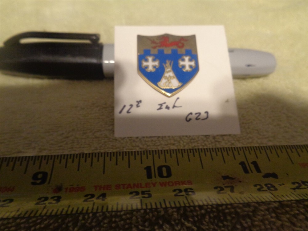 12th Infantry G23 Unit Crest, DI, DUI (DRAW#94)