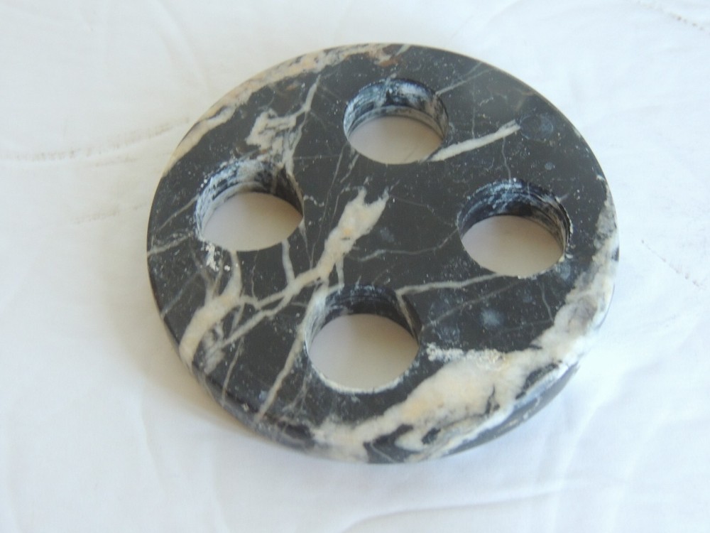 Solid Marble 3 color 2 PC FLOWER FROG POT VASE 4.25" 4 hole