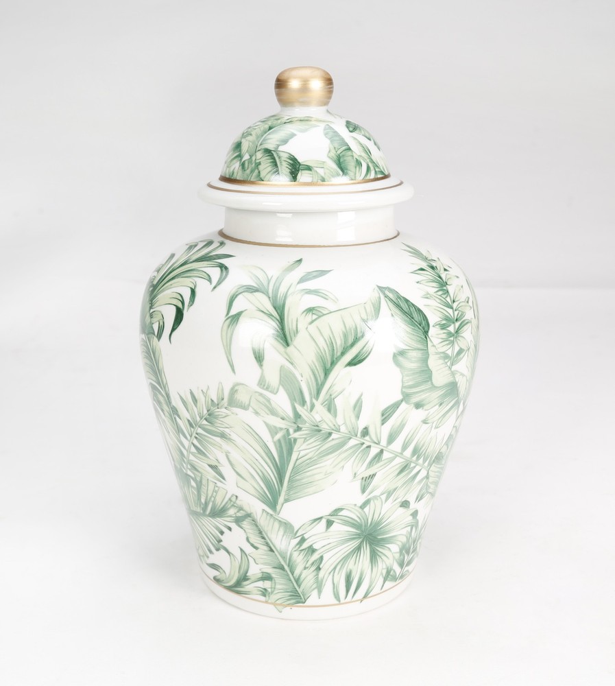 AAI Tropical Leaf Ginger Jar, Green
