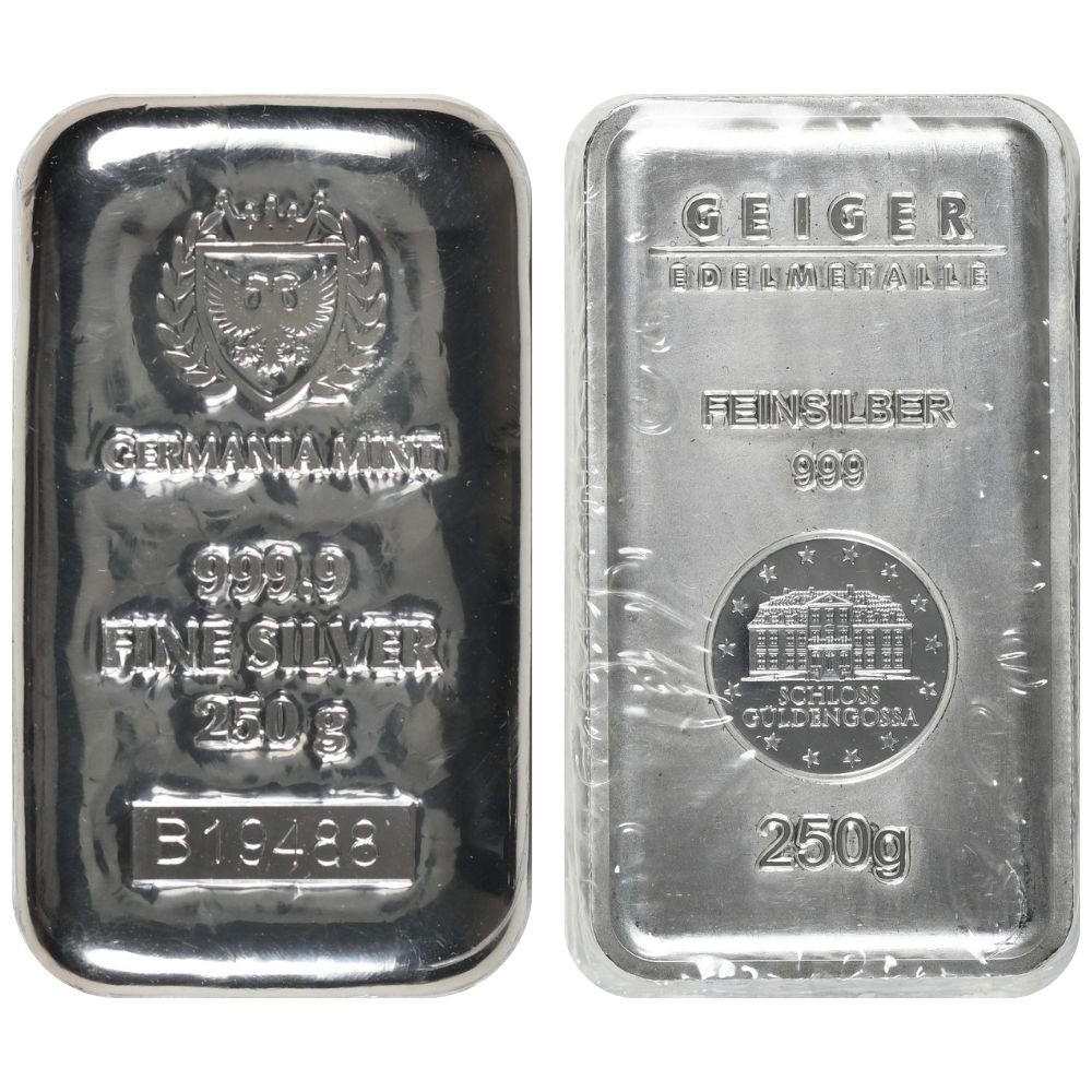 250 Gram Silver Bar (Varied Condition, Any Mint) Random Brand