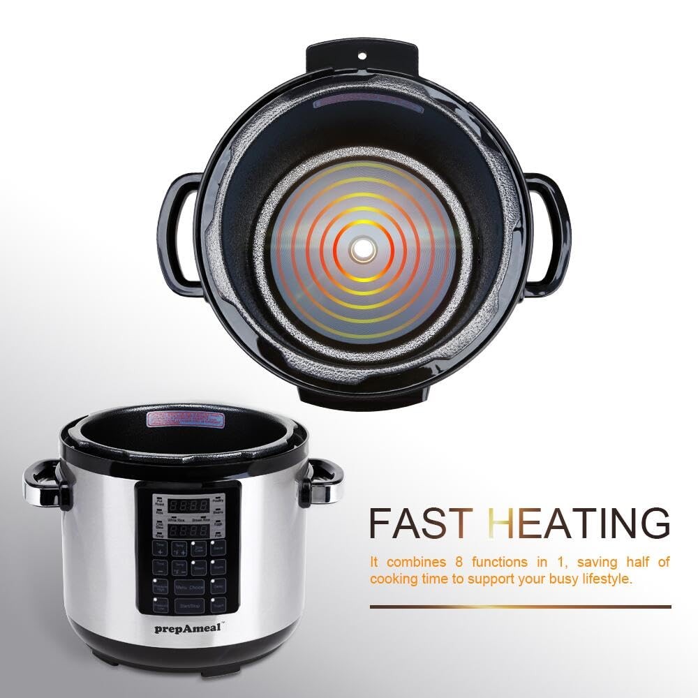 prepAmeal 9-in-1 Pressure Cooker 6QT Multi-Functional Programmable Non-Stick ...