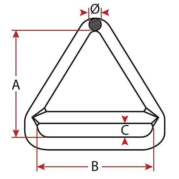 2 x Triangle - Double Bar - Stainless Steel