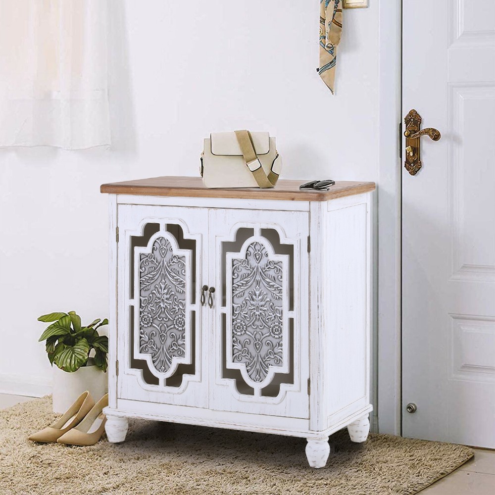 Accent Storage Cabinet 2 Doors Decorative Cabinet Buffet & Sideboard White