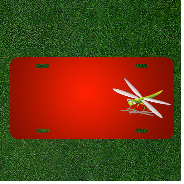 Custom Personalized License Plate With Add Names To Green Shadow Dragonfly
