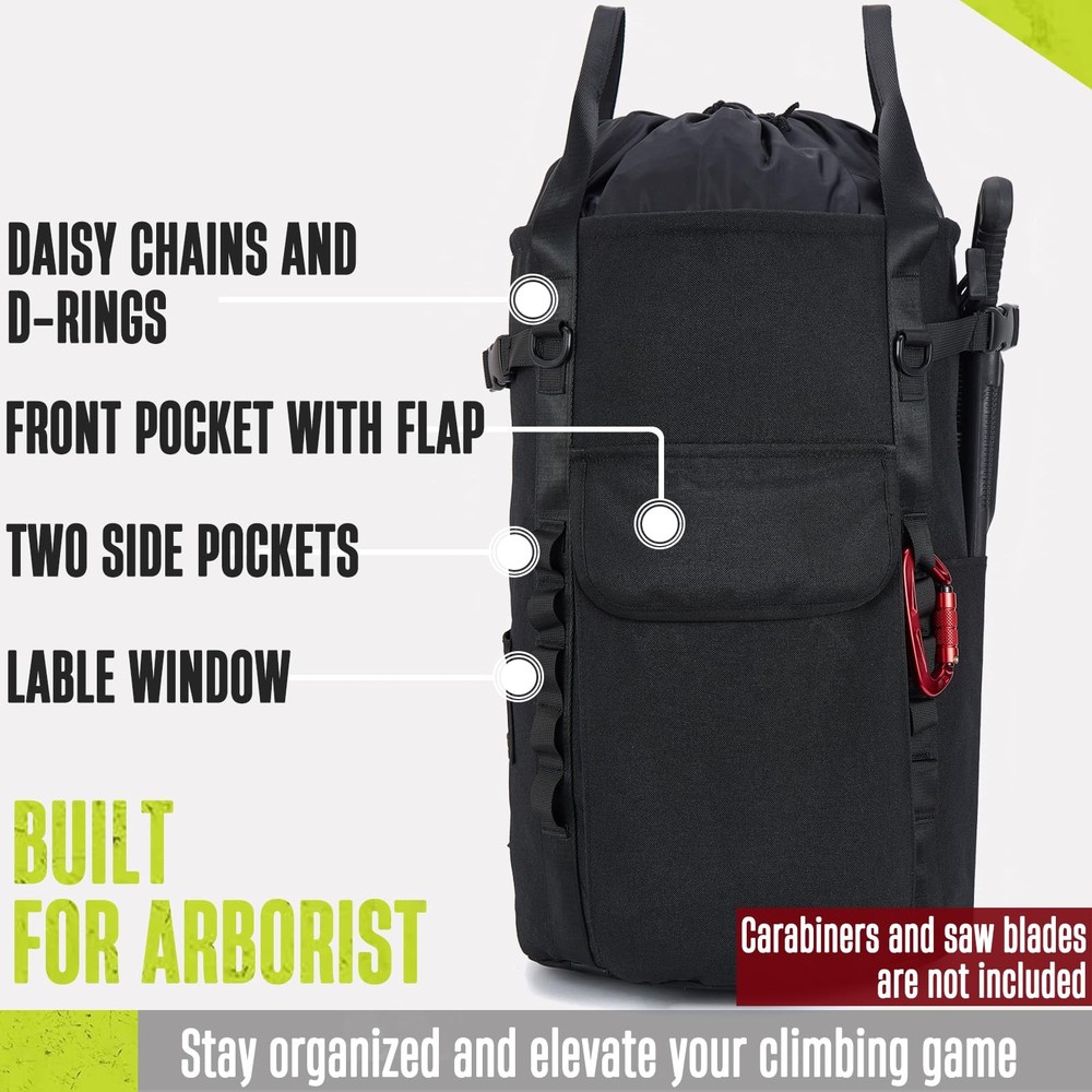 PAMLIAPY Arborist Rope Bag, 35L Tree Climbing Medium, Black