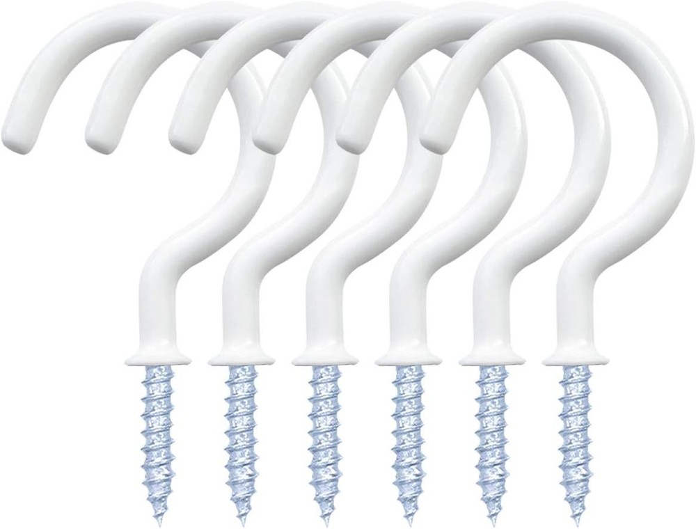Screw in Vinyl Coated Ceiling Hooks 12 Pack White Mug Hooks Multi Function Wall