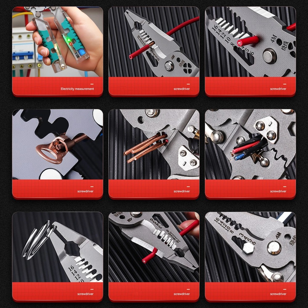 Multifunctional Foldable Wire Stripper and Crimping Pliers