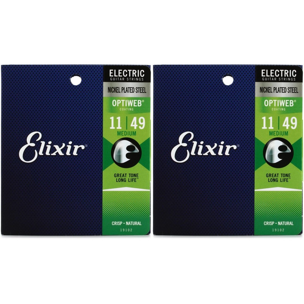 Elixir Strings 19102 Optiweb Electric Guitar Strings - .011-.049 Medium (2-pack)