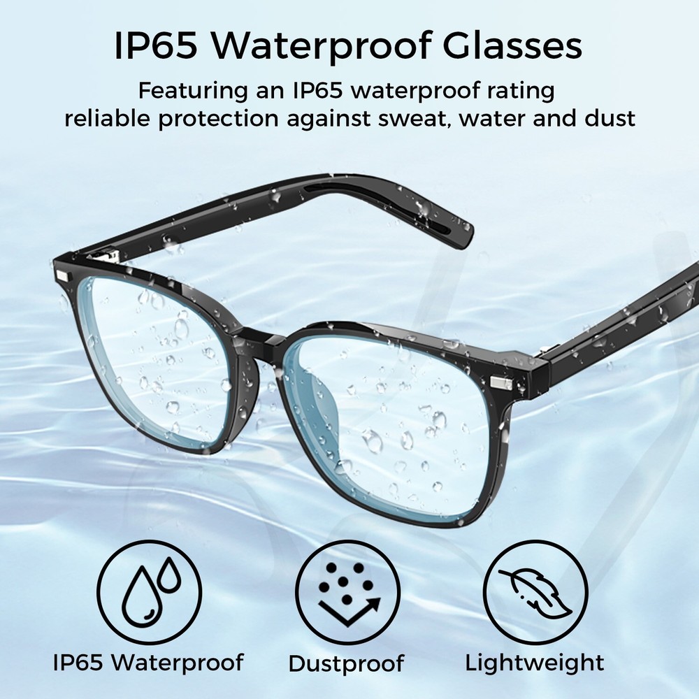Smart Bluetooth Glasses, Built-in Mic/Speakers, 2 Interchangeable Filter Lenses