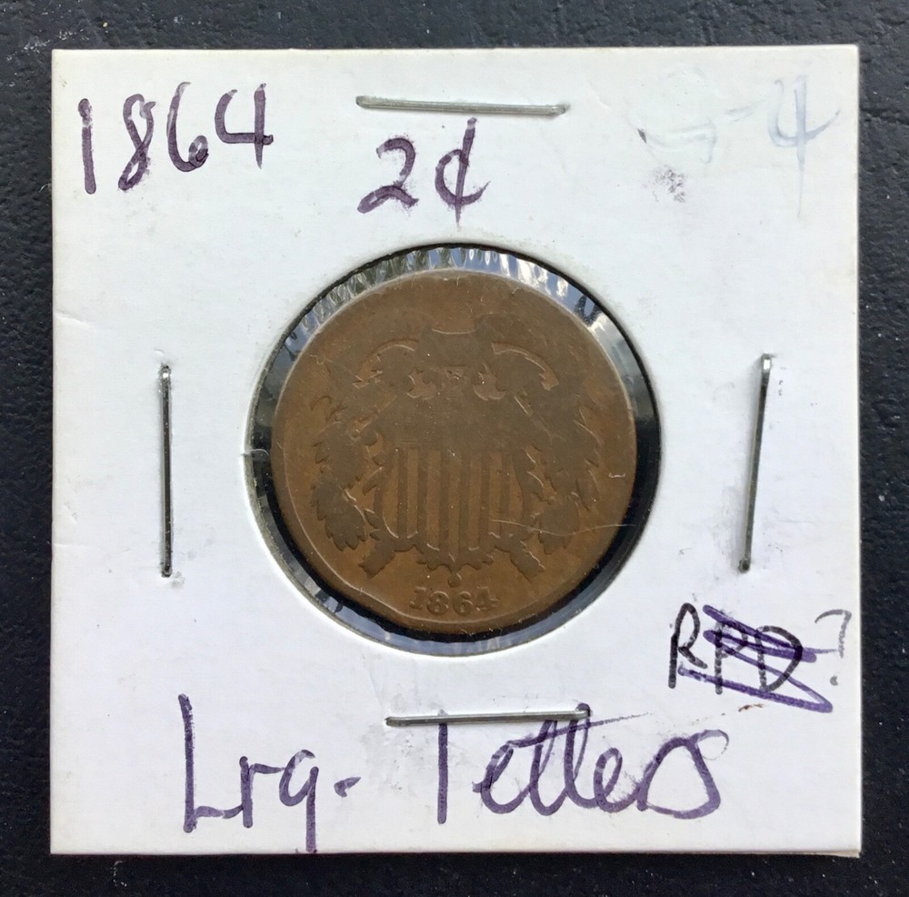 1864 Two-cent piece Bronze 2c coin RD