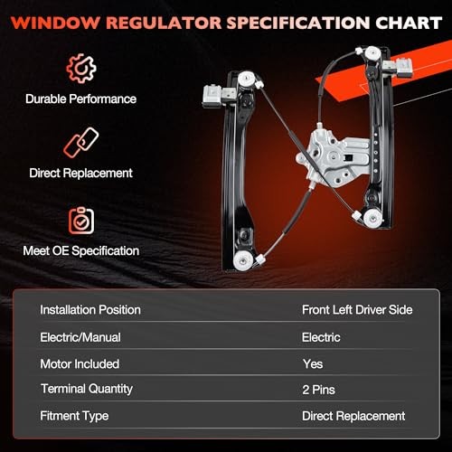 751-739 Power Window Regulator with Motor (2 Pins) Front Left Driver Side