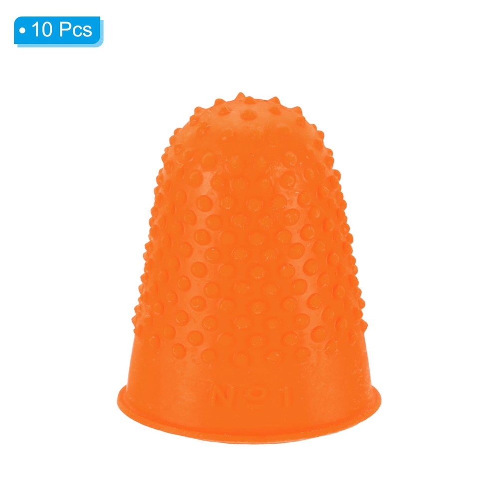 10pc Rubber Finger Tips Thumb Fingertip Protector Thimble Orange Medium Size